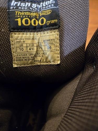 Red Wing Irish Setter Womens Snow Tracker Size 10 - Pac 2898 Waterproof Boots  - Foto 8 di 9