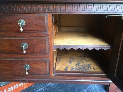 Indian Colonial Rosewood Dining-room Suite-Extending Table, 6 Chairs & Sideboard - Picture 10 of 12