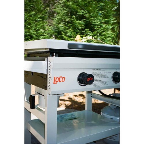 LOCO Classic 26" Propane Flat Top Grill/Griddle w/ 2-Burner + Grease Pan Chalk - Picture 6 of 7