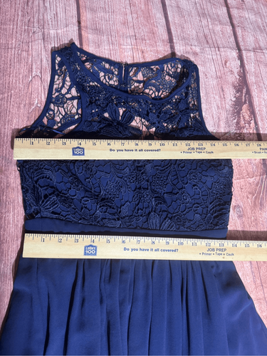 Lulus Size Medium Oak Elk Navy Blue Maxi Prom Long Formal Dress Gown Military Ba - Picture 15 of 16