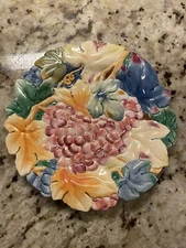 Fitz & Floyd Sonoma Canape Plate 9"  Grapes And Leaves New