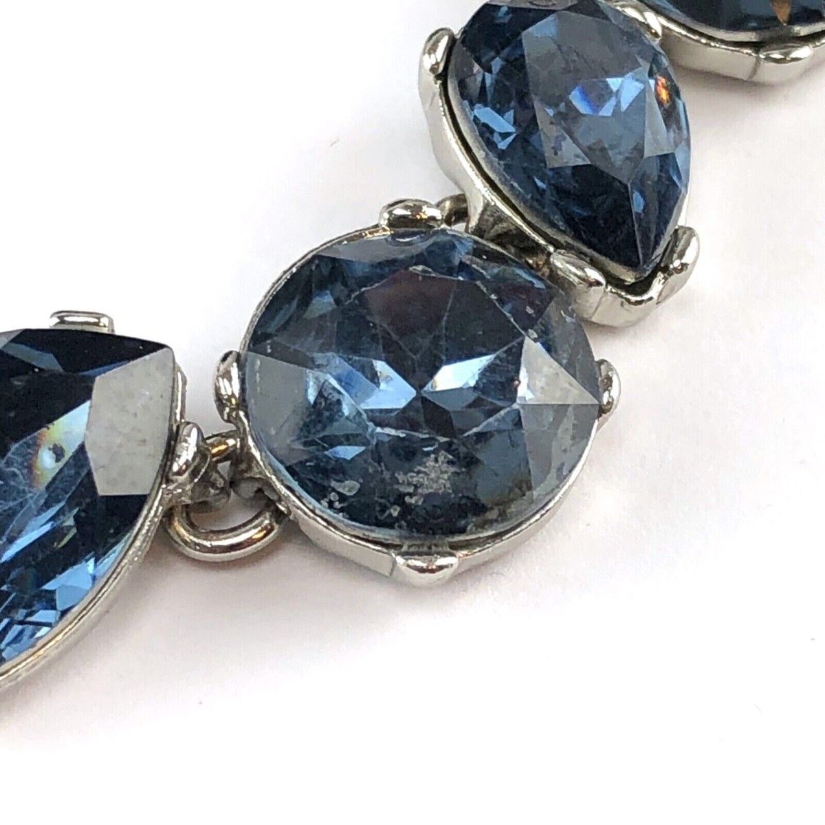 Simply Vera by Vera Wang Necklace Silver Tone Blue Rhinestones New