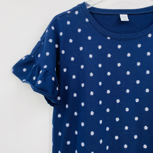 Old Navy Size Small Navy Blue Daisy Floral Print Ruffle Sleeve Knit Shirt Dress - 第 4/9 張圖片