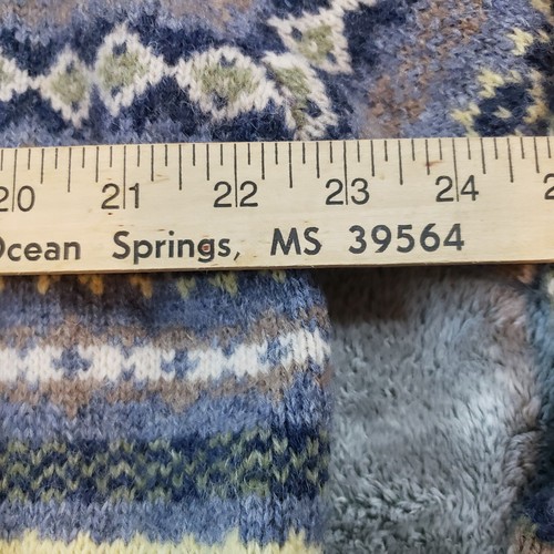 CAMBRIDGE Dry Goods Blue Nordic 100% Wool Clasp Cardigan Sweater Sz XL *Measured - Picture 7 of 10