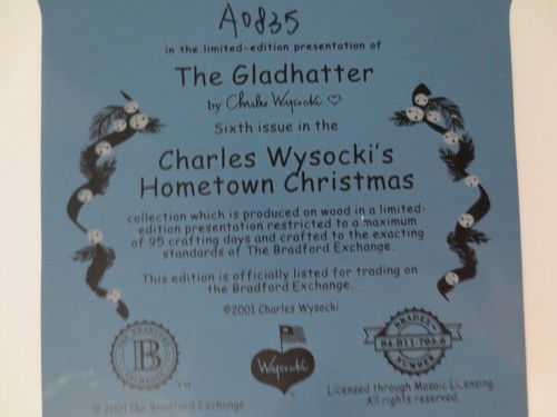 Charles Wysock's Hometown Christmas THE GLADHATTER Plate -Limited Editon #A0835 - Picture 7 of 9