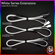 White Series Extension Cables (Corsair RGB and PWM)
