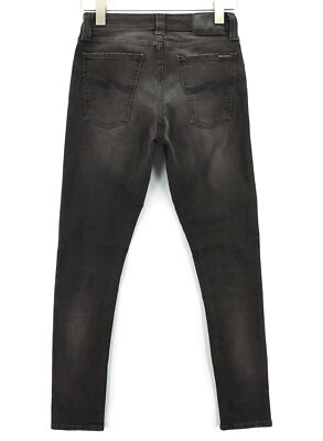NUDIE Skinny Lin Used Black Men Jeans W28/L32 Distressed Zip NUDIE Skinny Lin Used Black Men Jeans W28/L32 Distressed Zip