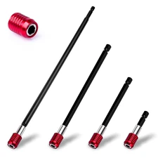 Drill Bit Extension 4 Pcs Magnetic Bit Holder 2/4/6/12" Bit Holder Extender for 