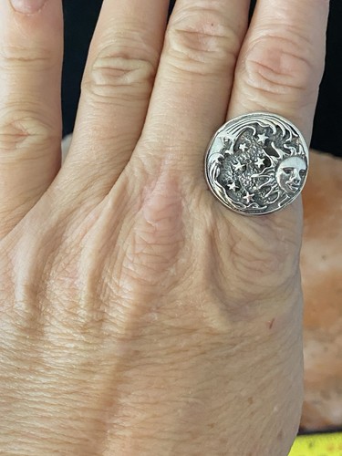 Silver moon And Star / Sun Ring - Picture 8 of 8