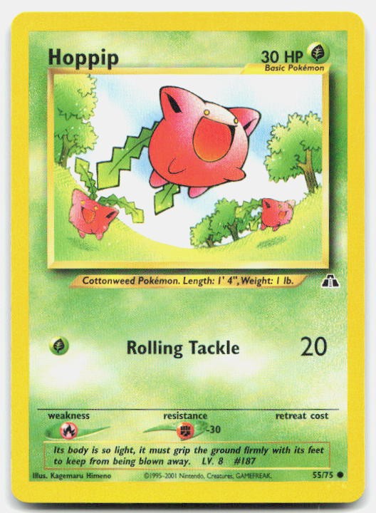 Neo Discovery Hoppip 55/75 NM Pokemon Unlimited Common Tcg Card