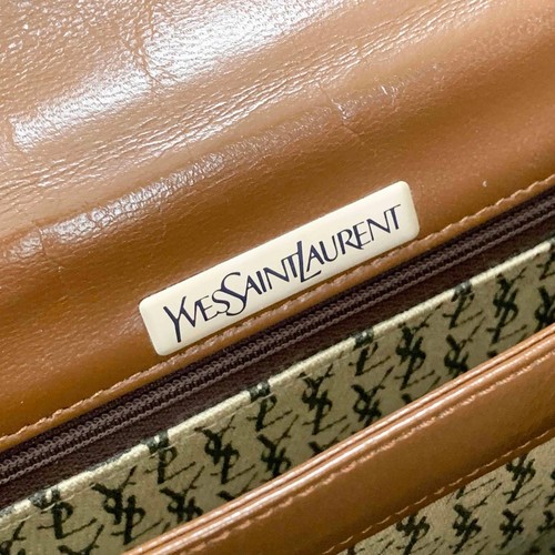 Bolso de Hombro Saint Laurent YSL Cassandra Logo Marrón Cuero Auténtico - Imagen 23 de 24