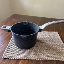 Natural Elements Woodstone 8” Black 4 QT Saucepan Stockpot Casserole