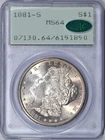 1881-S MORGAN SILVER DOLLAR PCGS MS64 CAC OGH RATTLER
