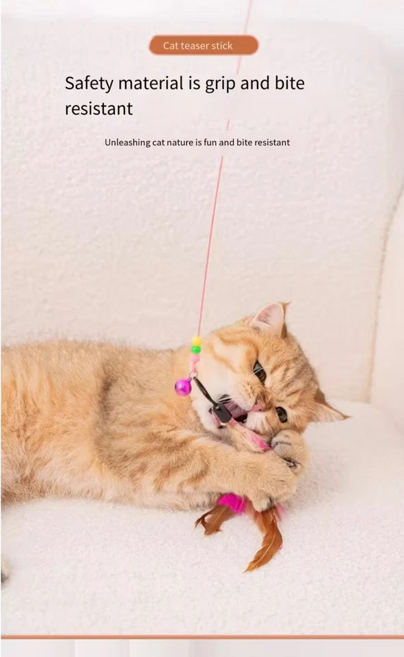 Interactive Cat Feather Toy – Teaser Wand for Exercise & Play - Image 2 of 4