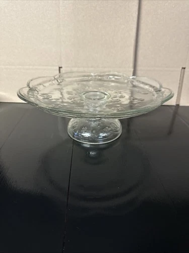 Anchor Hocking Cake Plate - Savannah Pattern 12" Wide x 4" High Vintage