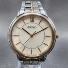 Seiko Watch Men 32mm White Dial Two Tone Round 7n01-0bc0 New Battery
