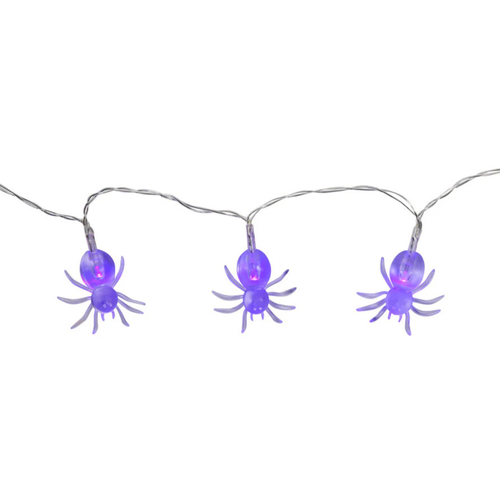 Elegani 10 LED Spider String Lights–Purple Glow Halloween Décor – 3ft Clear Wire - Bild 3 von 7