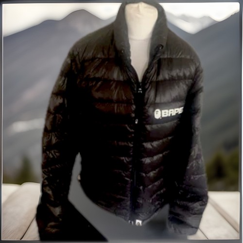 Authentic BAPE A Bathing Ape Down Puffer Jacket Black S 70% Down 30% Feather - Picture 10 of 11