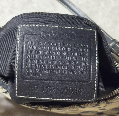 Auth Coach Signature Canvas Demi Mini Pouch Purse Gray x Black Leather 6094 JP/ - Picture 10 of 11
