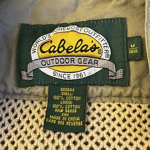 Cabelas Safari Vest Men Tan Full Zip Pockets Mesh Lining Hunting Fishing Medium - Picture 4 of 5