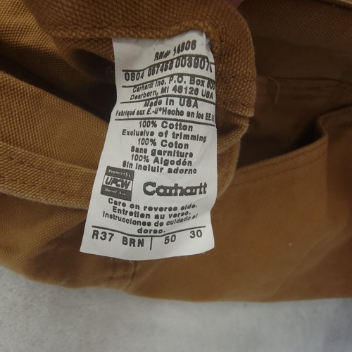 Carhartt Men’s Bib Overalls Relaxed Fit Duck Canvas Workwear Size 50x30 Brown - Picture 4 of 11