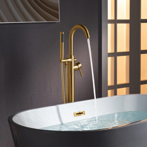 WOODBRIDGEE High Flow Rate 8 GPM Freestanding Tub Filler Faucet with F0026BGRD - Picture 7 of 7