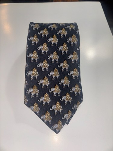 Leonard Studio Italian Silk Necktie with Elephant Pattern