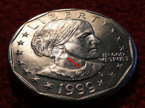 Mint Error 1999-P Susan B. Anthony Dollar Coin with Strike Thru Error! #3471 - Picture 7 of 16
