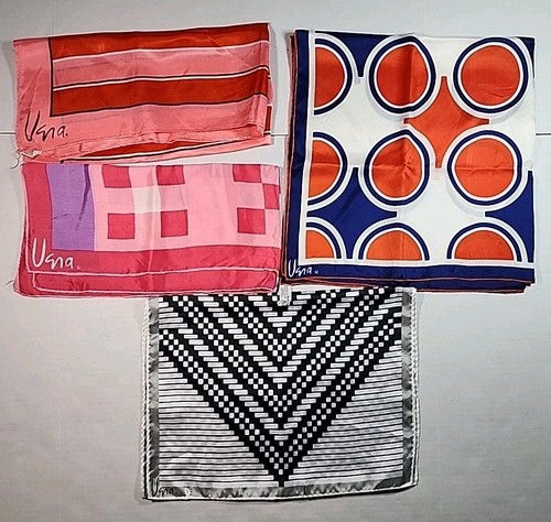 Lot of 4 Vintage Vera Neumann Scarves Colorful Hand Rolled Japan Italy - Picture 2 of 24