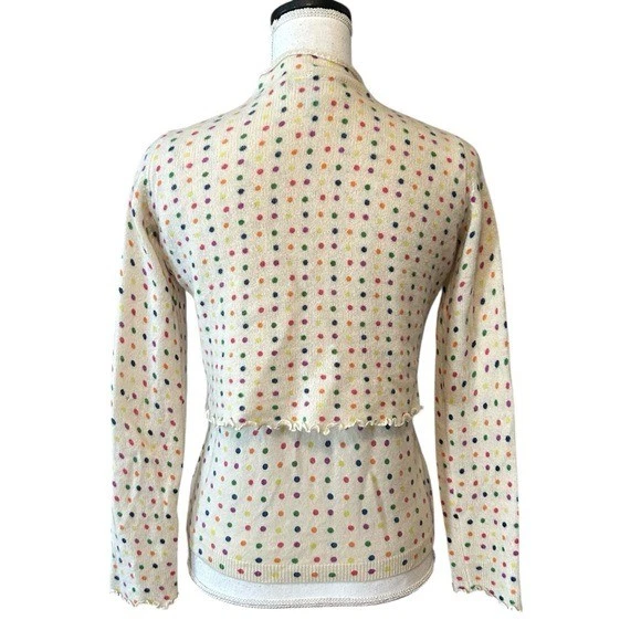 Conjunto de suéter doble de cachemir a lunares White and Warren para mujer talla L/XL en crema Foto 2 de 4
