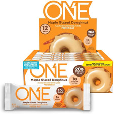 Protein Bars, Maple Glazed Doughnut, Gluten Free with 20G Protein and 1G Sugar, 