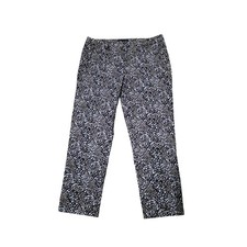 Adrianna Papell Black White Tan Leaf Print Straight Leg Pants Women's Size 12