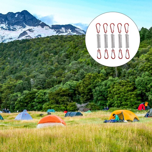 1 Set Steel Tent Rope Tensioner Camping Pegs Windproof Spring Tent Buckle - Imagen 12 de 12