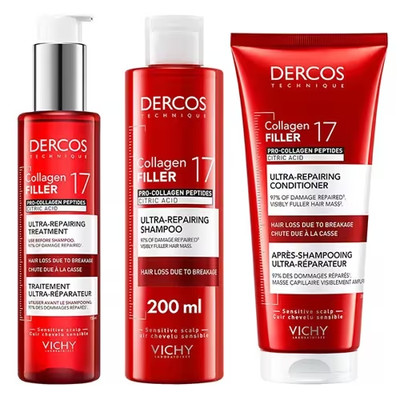 Pack Vichy Dercos Collagen 17 Filler Anti-Breakage 3-Step Routine