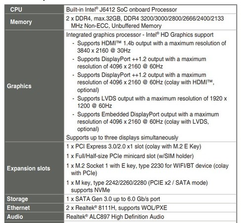 ASUS IOT J6412T-IM-A double carte réseau ITX industriel large température - Photo 3/8