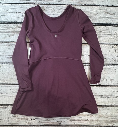 ATHLETA GIRL CHIT CHAT LONG SLEEVE DRESS NWT Burgundy Wine Size 6 - Picture 4 of 4