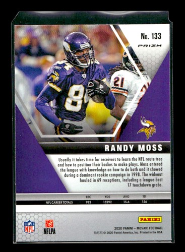 Randy Moss 2020 Panini Mosaic #133 Prizm Camo Pink - Picture 2 of 2