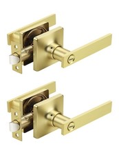 Mengico 2 Pack Gold Privacy Lever Door Handle Interior with Lock, Heavy Duty ...