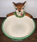 Vtg Earthenware Reindeer Bowl Can’t Fruit Nuts Keys Jewelry Etc 5.5”x6”x7”