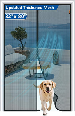 Upgraded Thicker 250G/M² Magnetic Screen Door Fit Door Size 32 X 80 Inch, Mesh S