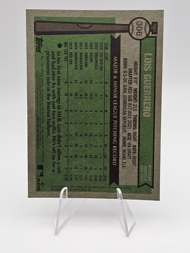 2025 Topps Heritage Chrome Light Blue Sparkle #306 Luis Guerrero Boston Red Sox - Picture 2 of 2