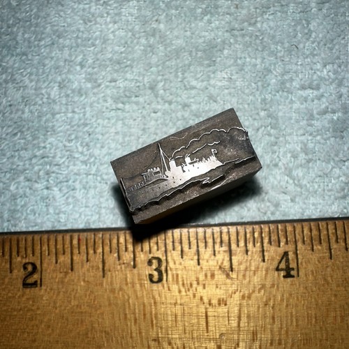 Printing Block “ Old Steamer Ship Boat  “ Lead Block - Picture 8 of 8