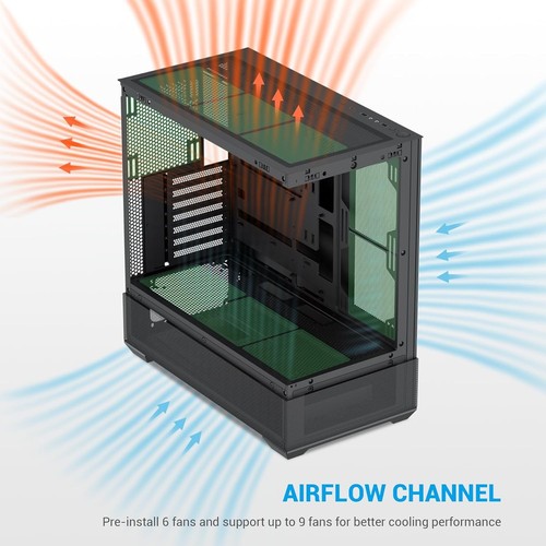 Boîtier ATX Mid Tower SAMA V40 avec 6 ventilateurs ARGB PWM, double verre trempé, #R07 - Photo 3/5
