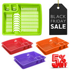 Plastic Dish Drainer Rack with Drip Tray Kitchen Sink Cutlery Plate Bowl Holder