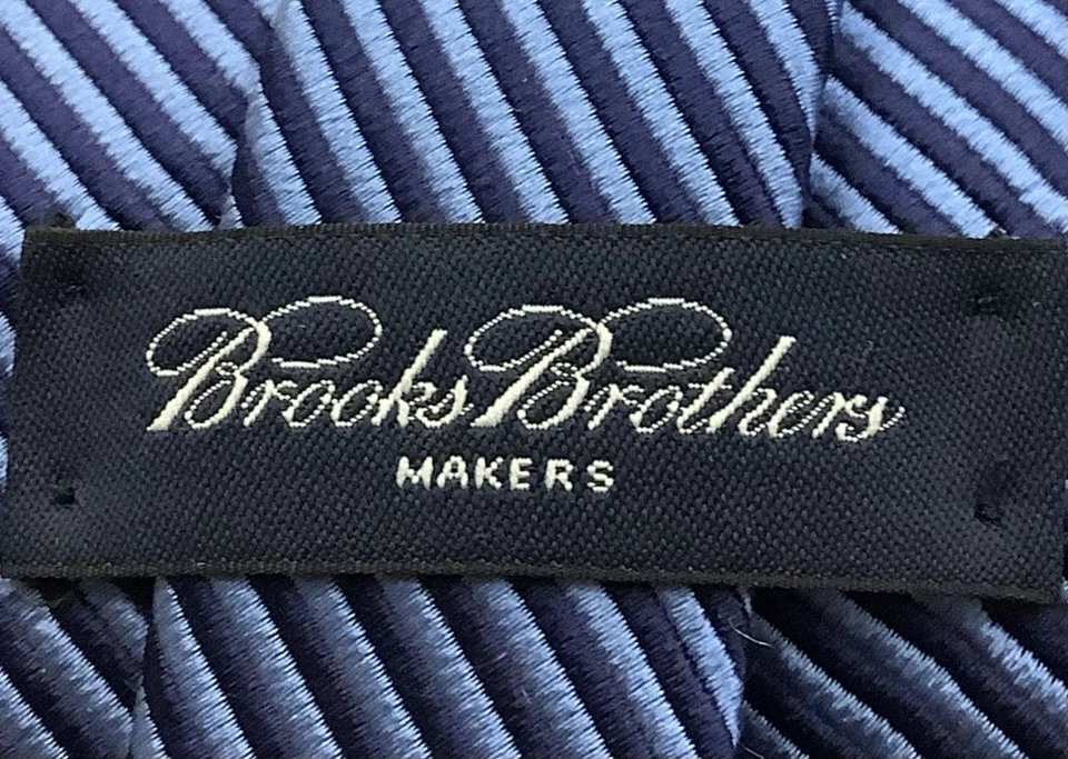 Corbata a rayas azul 31/2” de ancho 100 % seda hecha en EE. UU. Makers Brooks Brothers nueva sin etiquetas Foto 3 de 4
