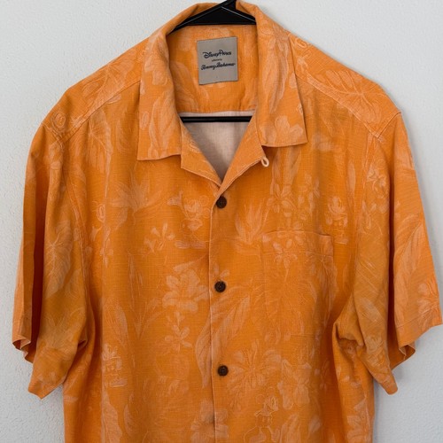 Disney Parks Tommy Bahama Seide Button Down Hemd Orange Mickey Mouse L