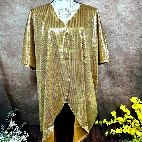 Shavonne Dorsey Silvia Sequin Kimono/Topper - Gold - size L