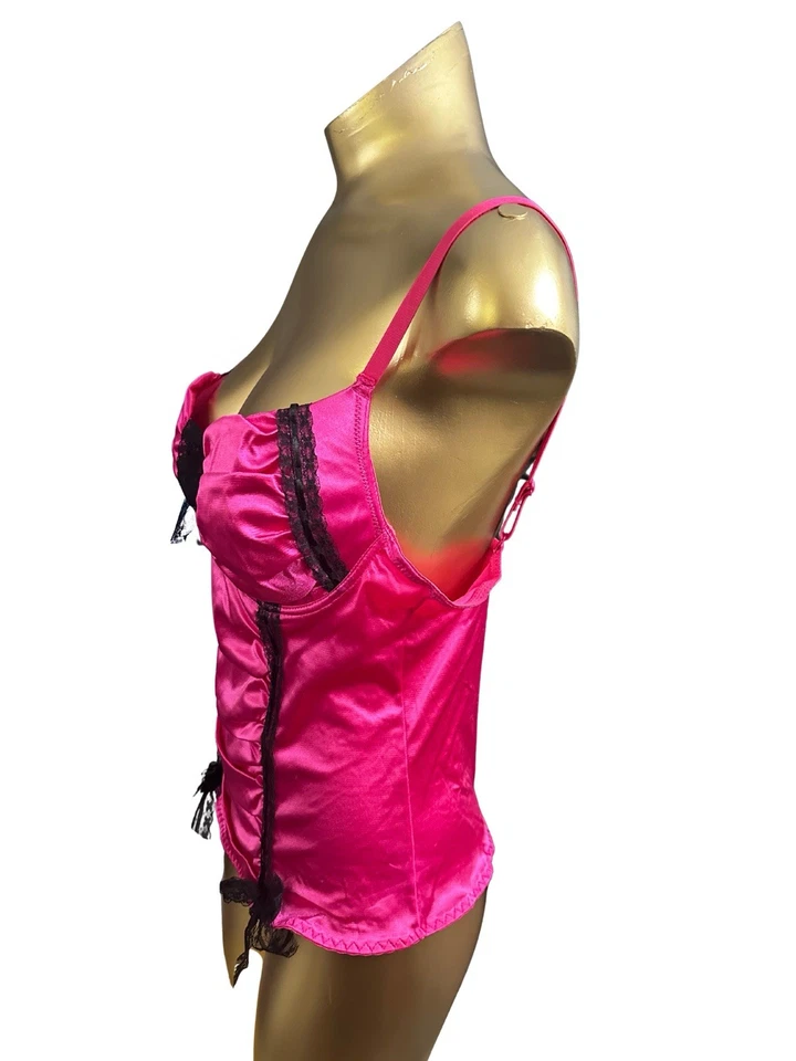 复古 Morbid Threads 紧身胸衣上衣 - 粉色缎面 - 36C 童话垃圾哥特 — 第 4/4 张图片