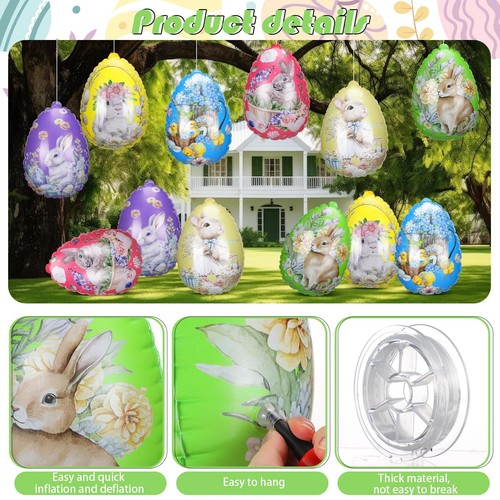 12 Pcs Inflatable Easter Eggs Decorations 12 Inch Easter Inflatables Outdoor ... - Picture 3 of 6
