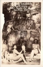 1935 CPIE Expo San Diego "Zorro Garden" Nudist Colony RPPC Photo Postcard COPY